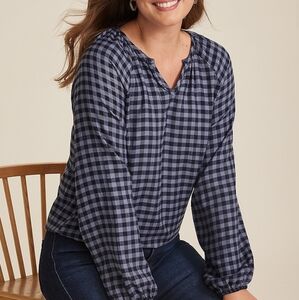 Maurices Navy and Black Checkered Top